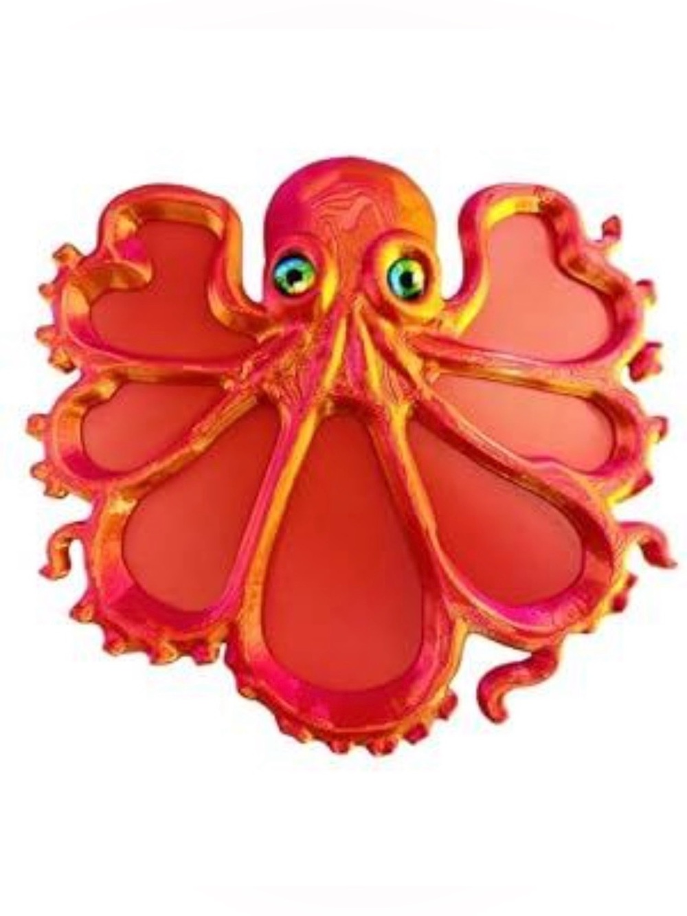 Josunlealy Octopus Shaped 3D Plate - Vibrant Coral & Gold